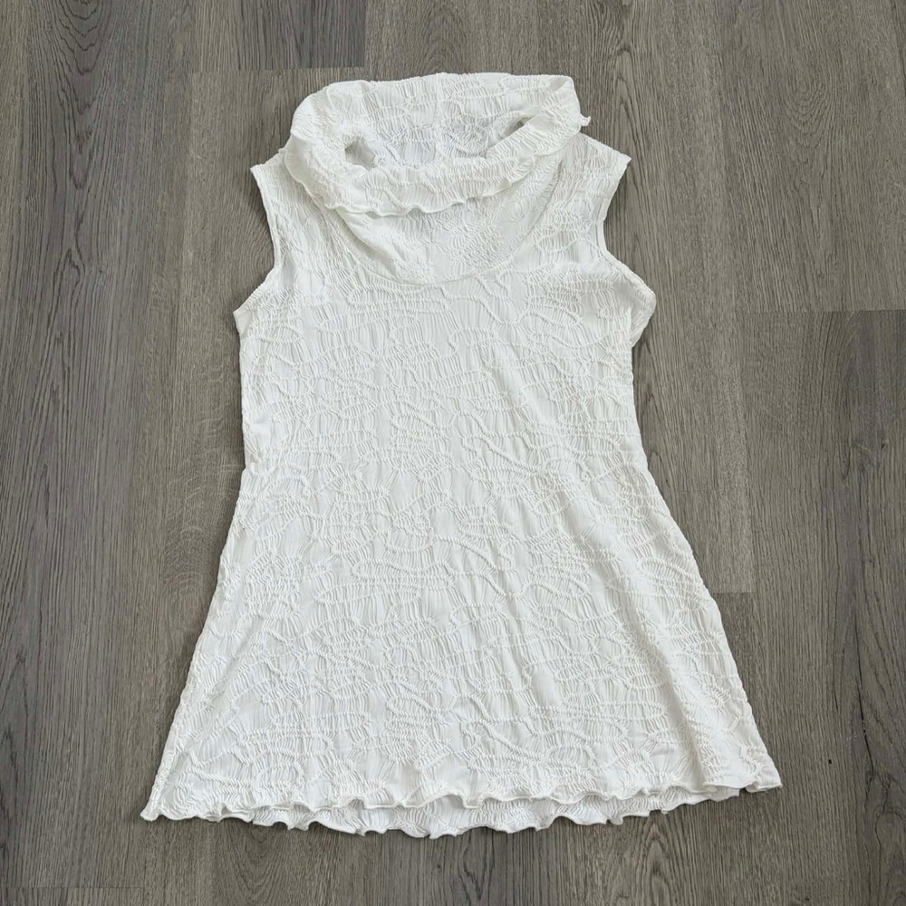 Joseph Ribkoff White Textured Cowl Neck Top Sleeveless Canadian Designer Luxury - Picture 2 of 5